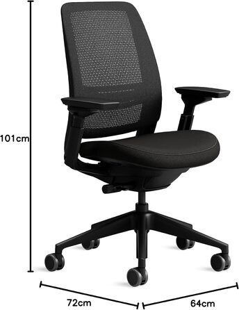 Ергономічне крісло Steelcase Series 2 з підтримкою спини LiveBack, 4D підлокітники, регульована підголівник, Трюфель (Чорний Онікс, Сучасний)