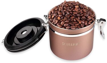 Schramm® банка для кави 1200 мл з мірною ложкою, бронзова, нержавіюча сталь, 12 см – контейнер для зберігання кави