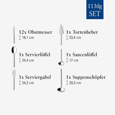 Набір столових приборів Villeroy & Boch Montauk на 6 осіб, 24 предмети, нержавіюча сталь, для великих свят, можна мити в посудомийній машині