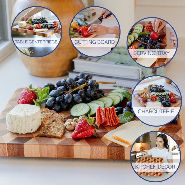 Обробна дошка Artistic Chef's Kitchen ACK-CB0003 з дерева карельської берези, чорного дерева та бука, 39.4x29.2 см