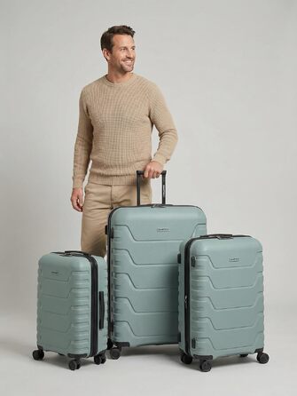 Валіза Smartbox Koffer M розширена 66 см, містка (71–80 л), легкий дорожній тролей на 4 колесах з поліпропілену, TSA замок, м'ятний колір (Edition 01)