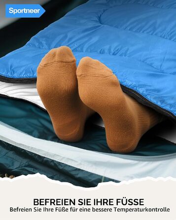 Спальний мішок Outdoor для дітей та дорослих, легкий та компактний (220x80 см, небесно-блакитний, температурний режим 10-26 °C)