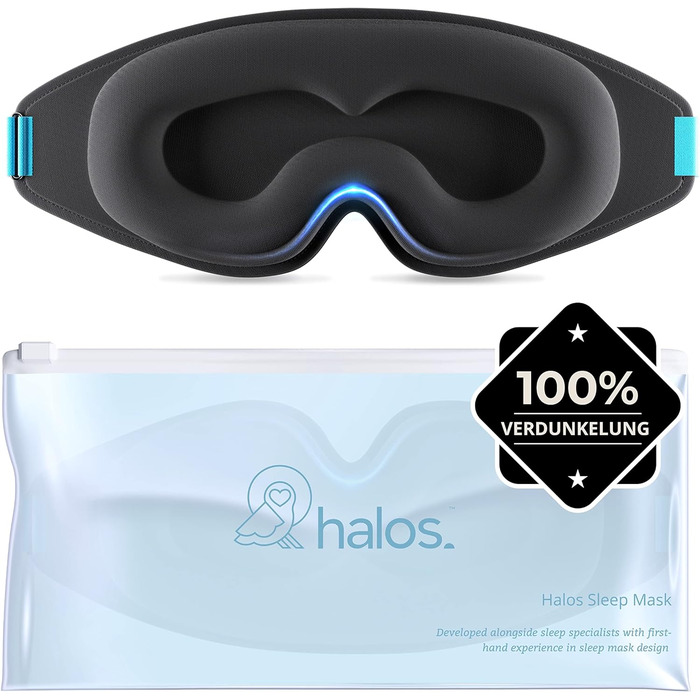 myhalos Маска для сну 3D, чорна, повне затемнення, для жінок і чоловіків, з футляром, анатомічна, без тиску на очі