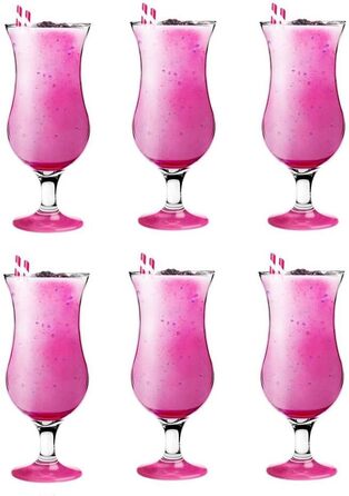 Набір склянок Glasmark Krosno для коктейлів, лонгдринків, джину, пива, води, смузі, десертів, 6 x 420 мл, рожеві, магента, скло, можна мити в посудомийній машині