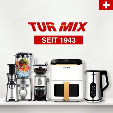 Аерофритюрниця TURMIX CX 250 Compact біла, 3.5л, 1350Вт, з сенсорним дисплеєм, 10 програмами та прозорим вікном