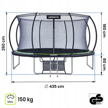 Батут із захисною сіткою Urbogym 435 см FT 14 (427-435 см)