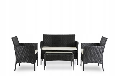 Комплект садових меблів MEBEL ELITE з пластику, чорний, 4 предмети