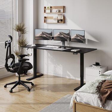 Електричний стіл SANODESK 200x80 см, регульований по висоті, ергономічний комп'ютерний стіл для роботи стоячи й сидячи з пам'яттю положень, чорний