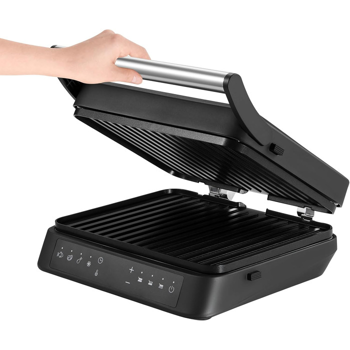 Електрогриль-тостер ZEEGMA Grill Chef 3.0 2-в-1, 2000 Вт, керамічне антипригарне покриття, регульована температура та кут нахилу, можна мити в посудомийній машині