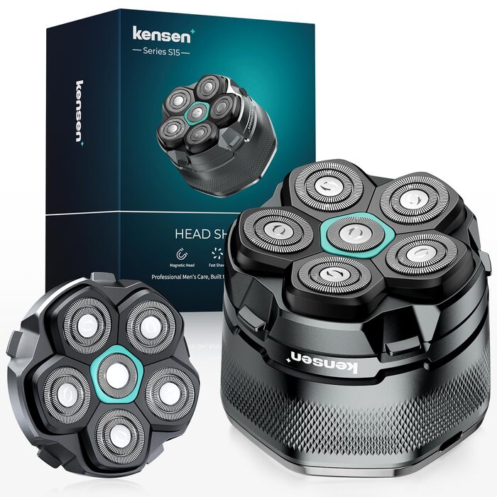 Машинка для гоління голови Glatzen Herren Set: професійна електрична бритва для голови з змінними насадками, водонепроникна, з USB-C зарядкою, чорна