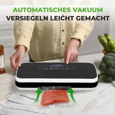 NutriChef PKVS Вакуумний пакувальник стартовий набір | Автоматичний запаювач пакетів | Компактна система для збереження свіжості продуктів | Перевірена лабораторією, універсальна система консервації їжі | Для сухого та вологого використання (Чорний)