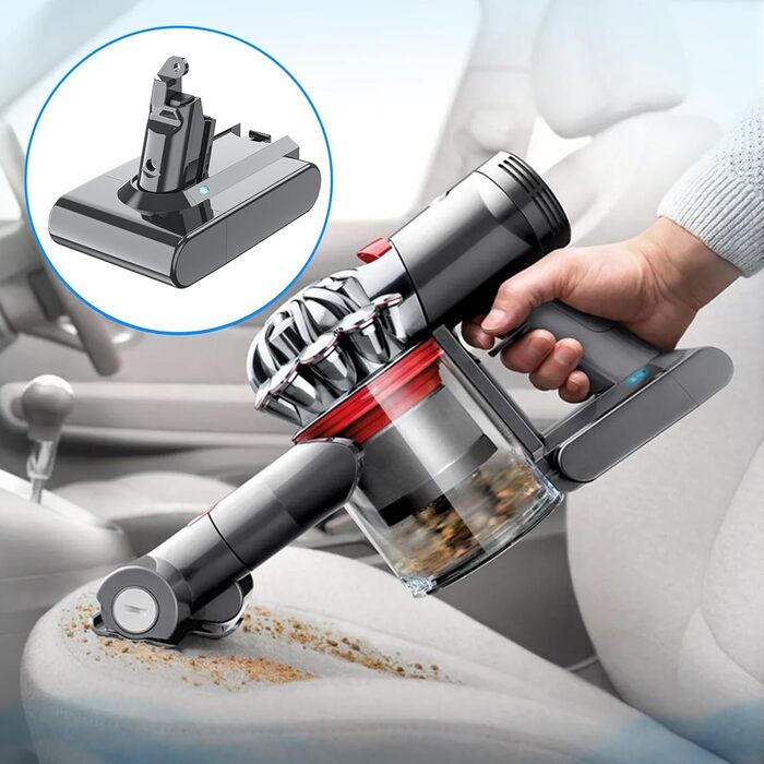 Акумулятор для пилососа Dyson V6 (DC58, DC59, DC61, DC62, DC72, DC74 Animal) + 2 фільтри, Сірий 6.0
