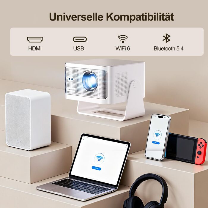 Смарт-проектор Magcubic HY350MAX 4K/8K, WiFi 6, Bluetooth 5.4, Автофокус, 6D автокоррекция трапеції, динамік 12W, поворот на 180°, портативний домашній кінотеатр, чорний