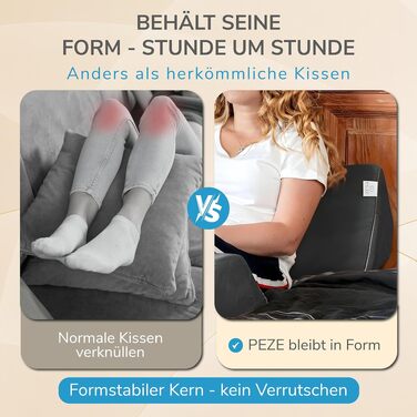 Подушка для спини PEZE® для ліжка та дивана (сіра) - клиноподібна подушка для читання, підтримки спини, ніг та запобігання пролежнів. Ортопедична подушка для сидіння та підняття спини.