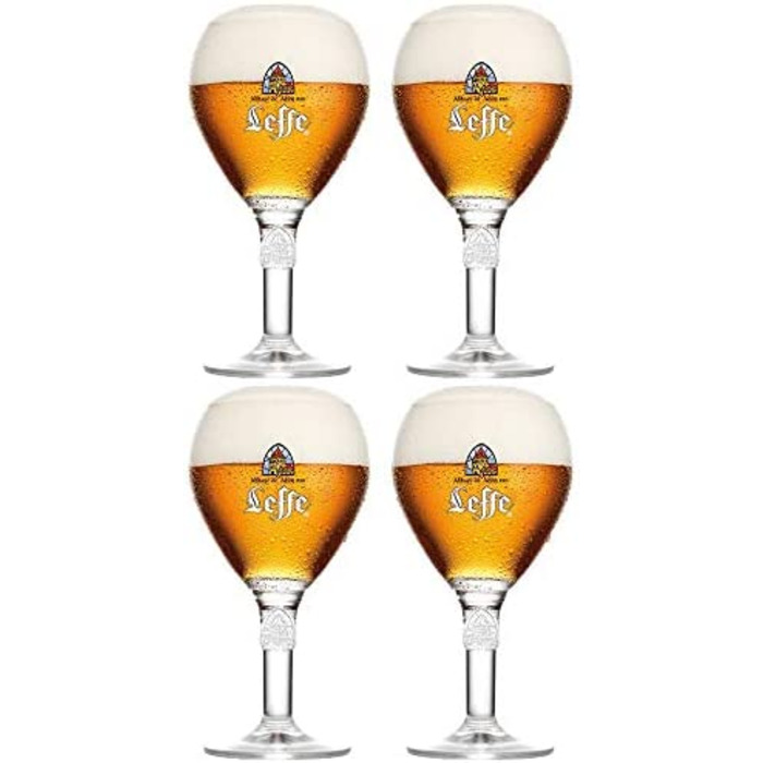 Набір келихів Leffe 33cl з підставками, 4 шт., великі келихи для пива