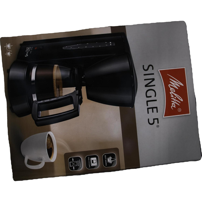 Кавоварка крапельна Melitta Single5, скляна колба, 5 чашок, чорна, з функцією захисту від крапель