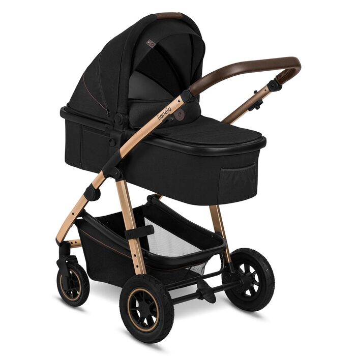 Дитячий візок Lionelo Amber 2 в 1 (Black Onyx) - універсальний, з люлькою та прогулянковим блоком, в комплекті сумка, москітна сітка, дощовик