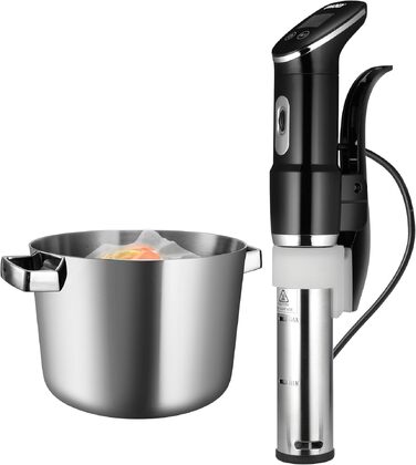 Unold 58915 Sous Vide Stick Time – Погружний су-від для приготування їжі, 1300 Вт, нержавіюча сталь, для каструль від 18 см, точність 0.2°C, до 95°C, 20л