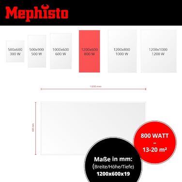 Інфрачервона електронагрівач Mephisto 800Вт для стін і стелі з WiFi, термостатом, пультом, енергоощадна, комплект для монтажу