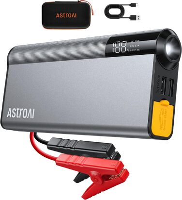 Пусковий пристрій AstroAI Powerbank 8000A для автомобіля та мотоцикла, жовтий