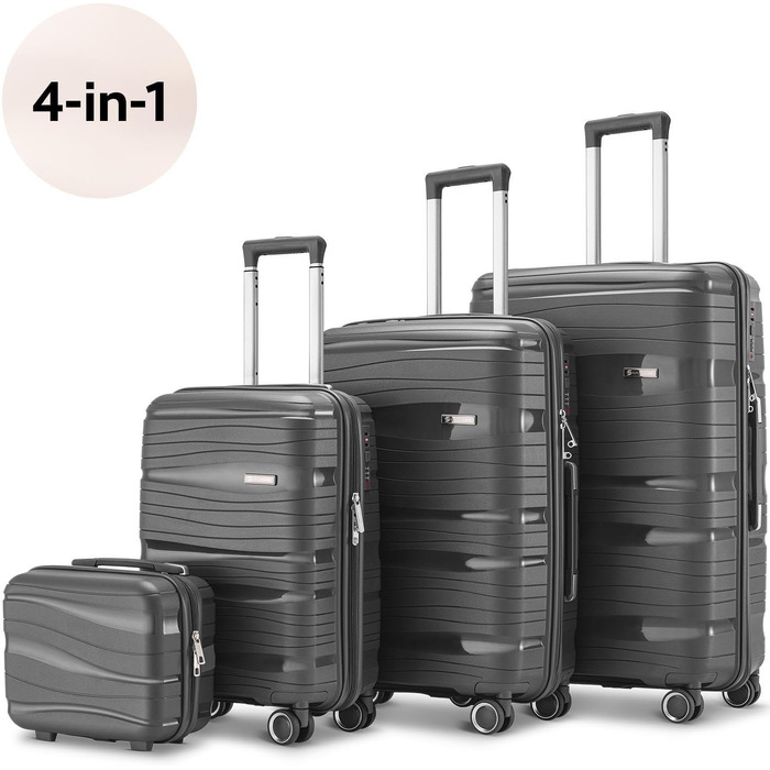 Валіза Travel One Hartschalen – Набір валіз 3 шт (32/60/98л), кодовий замок, 360° колеса, антрацит