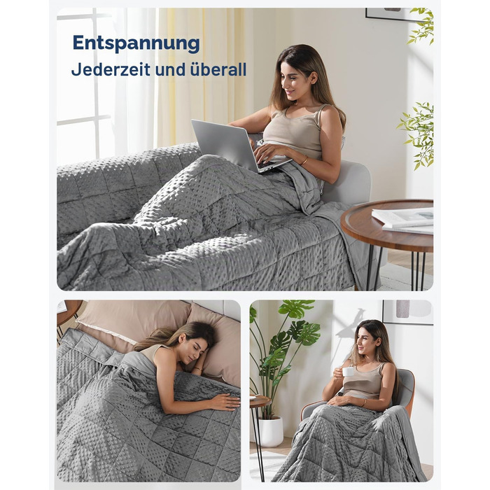 Обтяжувальна ковдра Sivio для сну та релаксації, 9 кг, сіра, 150x200 см