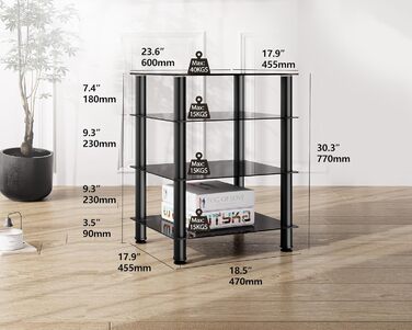 Тумба для ТВ та Hi-Fi FITUEYES, скло і алюміній, 600x455x762 мм