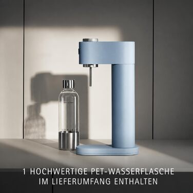 Автоматичний сифон для води WMF Element One зі сталі, світло-блакитний — газовий сифон для створення газованої води з 3 рівнями інтенсивності