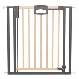 Захисний бар'єр на двері Geuther Easylock Plus для сходів 80,5-88,5 см. Дерев'яно-металевий бар'єр для дітей без свердління, двосторонній, колір: натуральний/антрацит