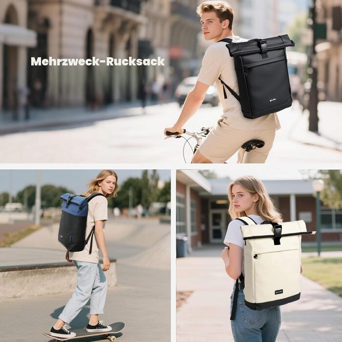 Водонепроникний рюкзак для ноутбука Rolltop 18-25Л, білий (30x13x48 см)