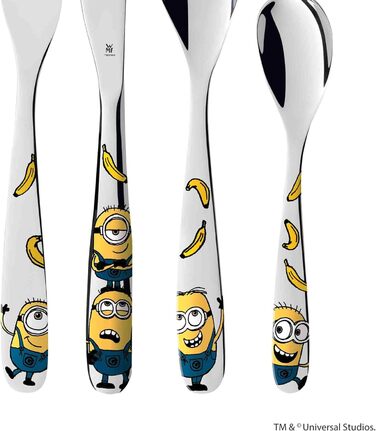 Набір дитячого столового прибору Minions WMF Cromargan, 4 шт., нержавіюча сталь, від 3 років, без гравіювання, придатний для миття в посудомийній машині