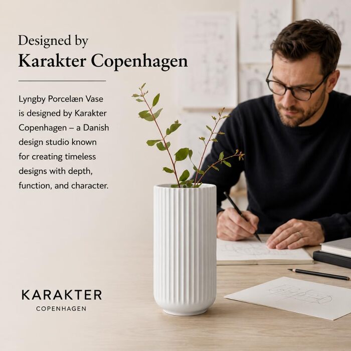 Ваза Lyngby Porcelæn H20.5 см біла – класичний данський дизайн
