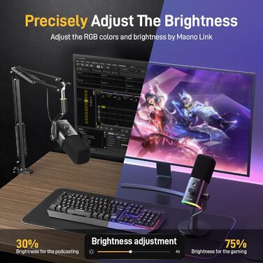 Динамічний мікрофон MAONO PD100X XLR/USB для стрімінгу, подкастів, геймінгу, YouTube, з програмним забезпеченням, кнопкою вимкнення звуку та регулятором гучності, сумісний з ПК, PS4/5, Mac