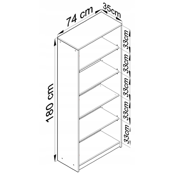 Стелаж Matkam 74 x 35 x 180 см, дуб сонома
