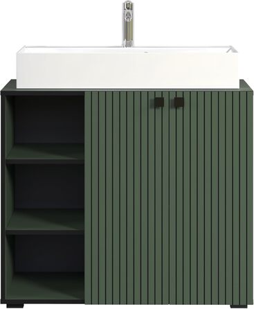 Тумба під раковину на колесах PureBliss від trendteam smart living, 80x64x42 см, зелена — з 2 відкритими полицями, стійка до подряпин, металеві ручки