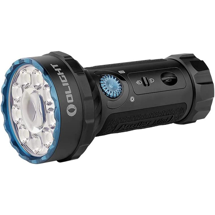 Ліхтар OLIGHT Marauder Mini LED, 7000 люмен, 600 м, перезаряджуваний, з дальносвітлом і розсіяним світлом, 3 кольори LED, датчик відстані, для активного відпочинку, чорний