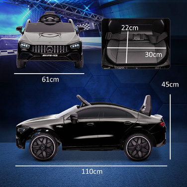 AIYAPLAY Дитячий електромобіль 12V дитячий автомобіль з дистанційним керуванням, музика, електромобіль з підсвічуванням, порт USB/MP3, функція реверсу, до 5 км/год, для дітей 3-6 років, чорний