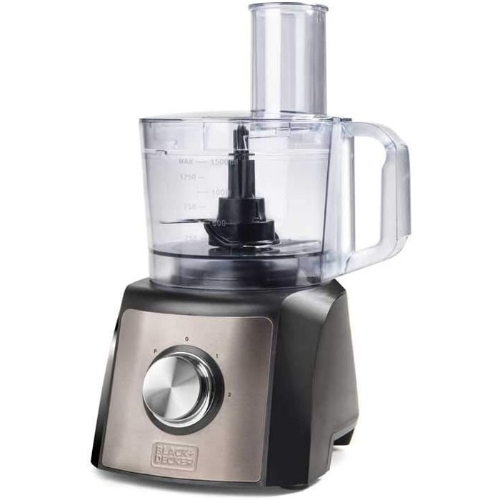 Кухонний комбайн BLACK+DECKER BXFPA1200E, 1200Вт, 1,5л, 2 швидкості, турборежим, 8 насадок, антивідбиткове покриття, ножі з нержавіючої сталі, BPA-free