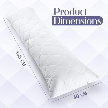 Подушка для вагітних та сну Utopia Bedding, стегана подушка-обіймашка для сну на боці, м'який поліестер, 40x145 см, біла