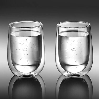 Набір склянок для лате макіато та капучино Glastal, подвійні стінки, боросилікатне скло, 350 мл, 6 шт, прозорі