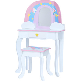 Дитячий туалетний столик Teamson Kids Fantasy Fields Little Dreamer з дзеркалом, вбудованим сховищем і стільчиком, білий
