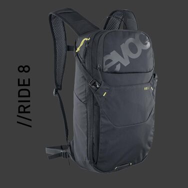 Велорюкзак EVOC RIDE 8 л чорний, вентиляція AIR-PAD, органайзер, універсальний розмір