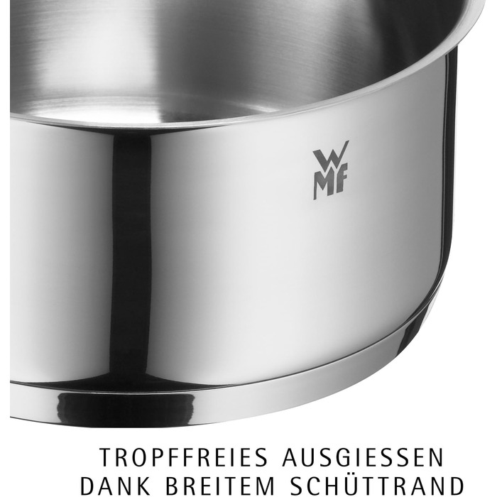 Каструля WMF Provence Plus 16 см зі скляною кришкою, 2 л, сталь Cromargan, для індукційних плит та духової шафи