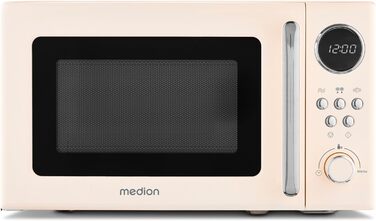 Мікрохвильова піч MEDION Retro 20 л 800 Вт, 8 програм, беж