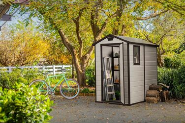Сарай садовий Keter Manor 4x6S, 3.8 м³, пластик, бежевий, 130x192x198 см - водонепроникний для вулиці