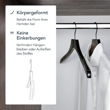 Дерев'яні вішалки SUITS VIENNA для одягу, 8 шт, масивна деревина, анатомічна форма, екологічні, для сорочок, костюмів і піджаків