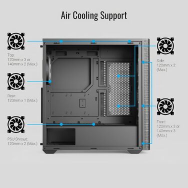 Корпус для ПК AeroCool GEH Midi D501A-G-BK-V2, чорний/дерево, ATX