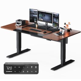 Електричний підйомний стіл MAIDeSITe SC2 Pro 180x80 см, регульований робочий стіл з 2 моторами, 4 пам'яттю та стільницею (Горіх + Чорний каркас)
