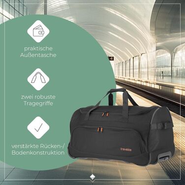 Дорожня сумка на колесах Travelite Basics Fresh L, 71 см, 89 л, чорна