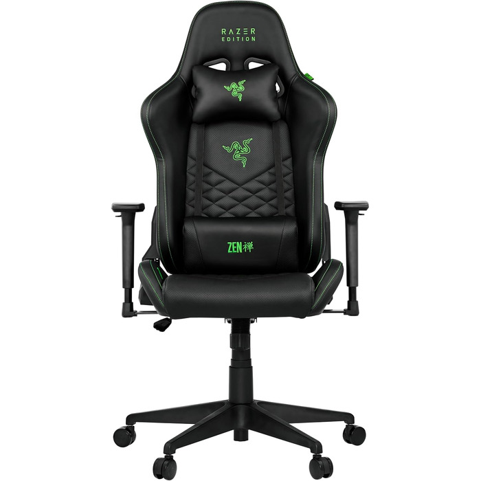 Ігрове крісло Razer Edition TAROK Natrix: дихаюча екошкіра, 3D підлокітники Softcoat, функція гойдання, з подушками під поперек та голову, до 130 кг, чорне